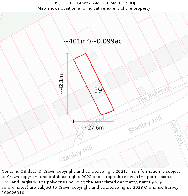 39, THE RIDGEWAY, AMERSHAM, HP7 9HJ: Plot and title map