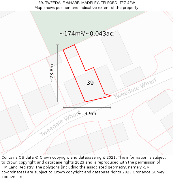 39, TWEEDALE WHARF, MADELEY, TELFORD, TF7 4EW: Plot and title map