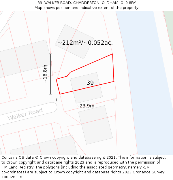 39, WALKER ROAD, CHADDERTON, OLDHAM, OL9 8BY: Plot and title map