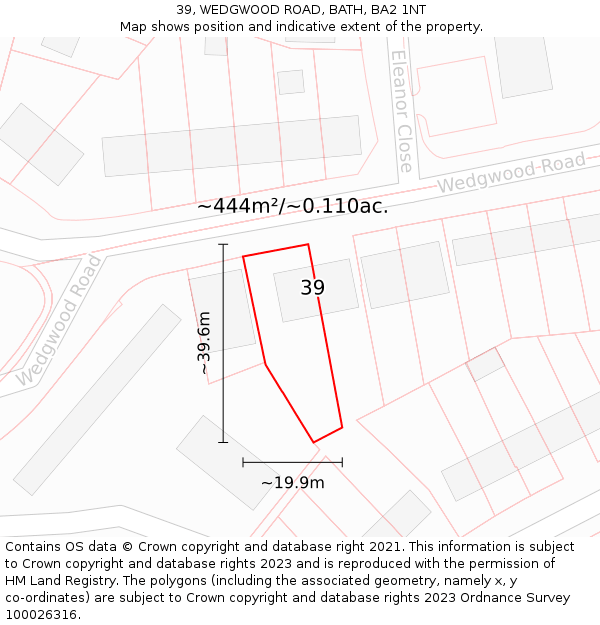 39, WEDGWOOD ROAD, BATH, BA2 1NT: Plot and title map