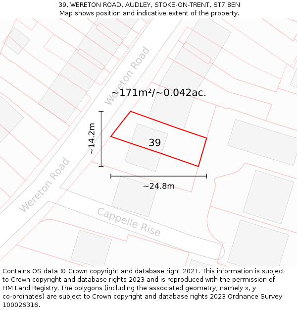 39, WERETON ROAD, AUDLEY, STOKE-ON-TRENT, ST7 8EN: Plot and title map