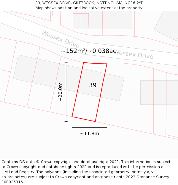 39, WESSEX DRIVE, GILTBROOK, NOTTINGHAM, NG16 2YP: Plot and title map