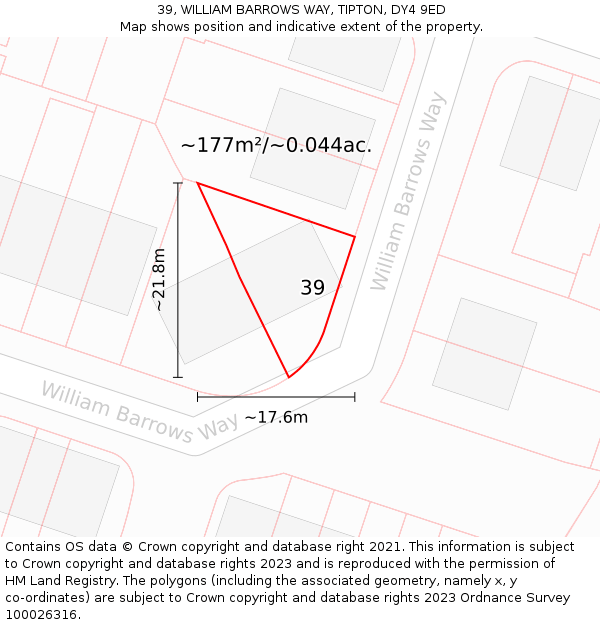 39, WILLIAM BARROWS WAY, TIPTON, DY4 9ED: Plot and title map