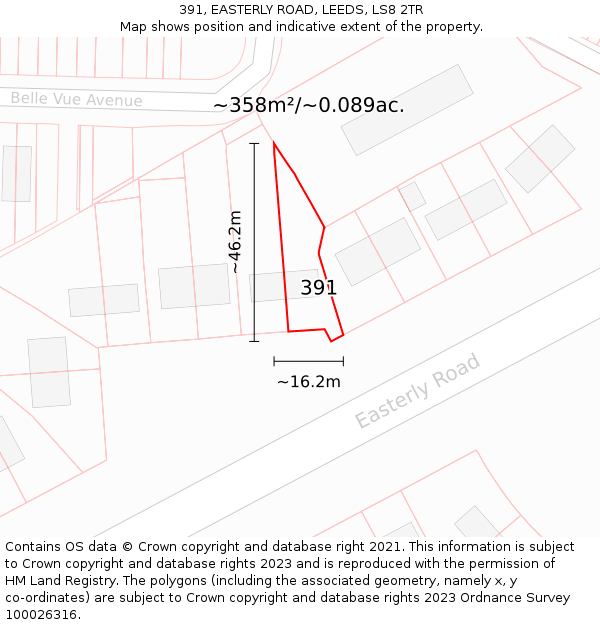 391, EASTERLY ROAD, LEEDS, LS8 2TR: Plot and title map