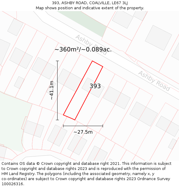 393, ASHBY ROAD, COALVILLE, LE67 3LJ: Plot and title map