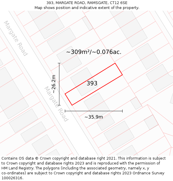 393, MARGATE ROAD, RAMSGATE, CT12 6SE: Plot and title map