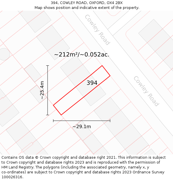 394, COWLEY ROAD, OXFORD, OX4 2BX: Plot and title map