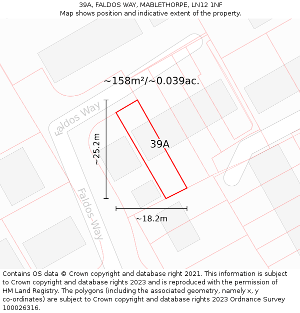 39A, FALDOS WAY, MABLETHORPE, LN12 1NF: Plot and title map