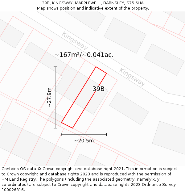 39B, KINGSWAY, MAPPLEWELL, BARNSLEY, S75 6HA: Plot and title map