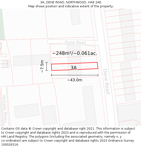 3A, DENE ROAD, NORTHWOOD, HA6 2AE: Plot and title map