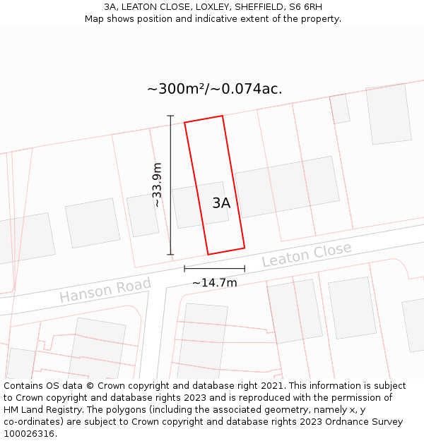 3A, LEATON CLOSE, LOXLEY, SHEFFIELD, S6 6RH: Plot and title map