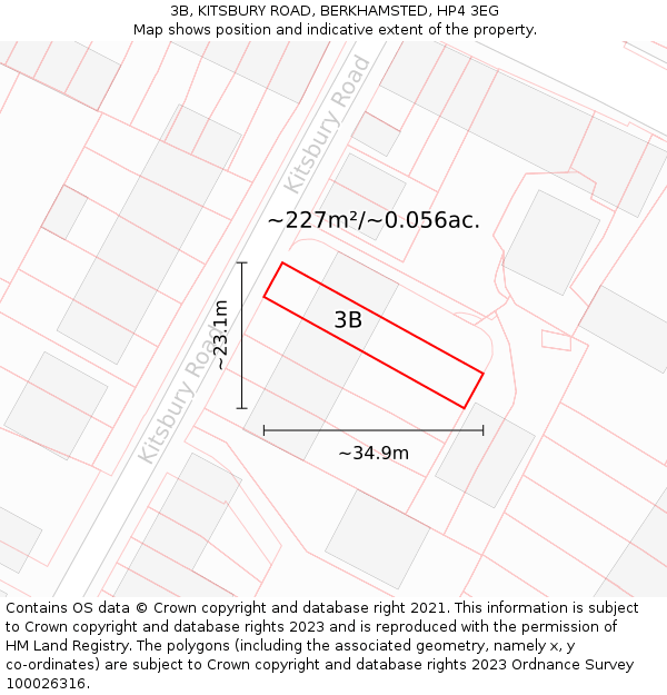 3B, KITSBURY ROAD, BERKHAMSTED, HP4 3EG: Plot and title map