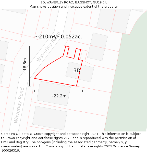 3D, WAVERLEY ROAD, BAGSHOT, GU19 5JL: Plot and title map