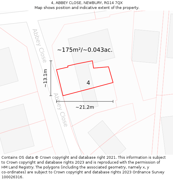 4, ABBEY CLOSE, NEWBURY, RG14 7QX: Plot and title map