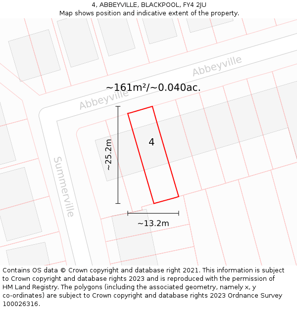 4, ABBEYVILLE, BLACKPOOL, FY4 2JU: Plot and title map