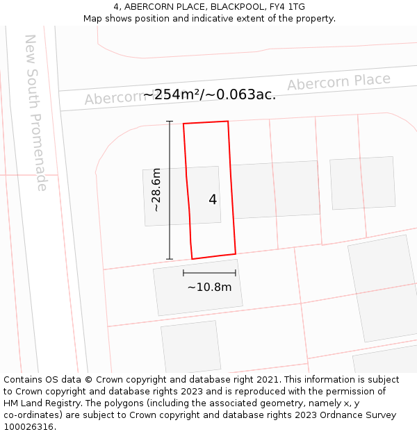 4, ABERCORN PLACE, BLACKPOOL, FY4 1TG: Plot and title map