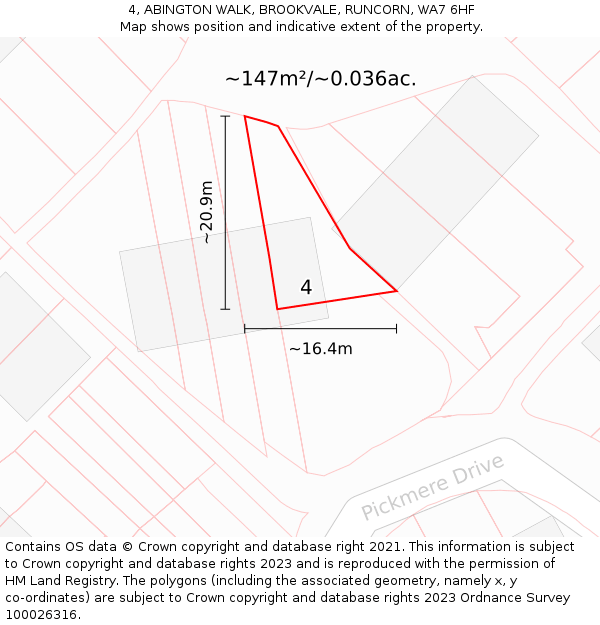 4, ABINGTON WALK, BROOKVALE, RUNCORN, WA7 6HF: Plot and title map