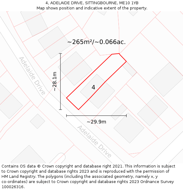 4, ADELAIDE DRIVE, SITTINGBOURNE, ME10 1YB: Plot and title map