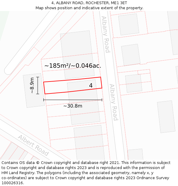 4, ALBANY ROAD, ROCHESTER, ME1 3ET: Plot and title map