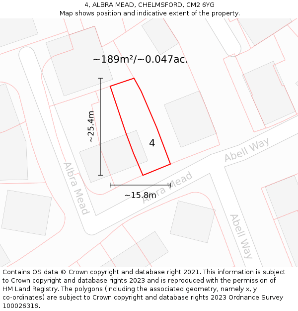 4, ALBRA MEAD, CHELMSFORD, CM2 6YG: Plot and title map