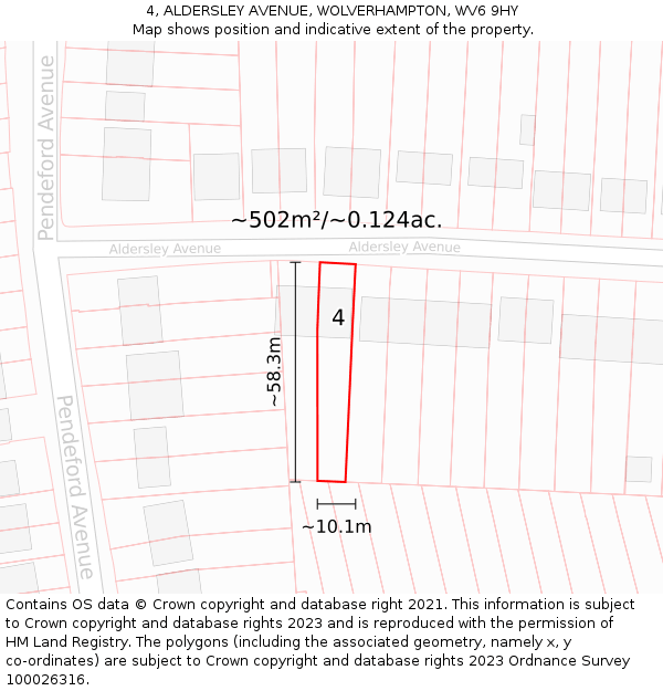 4, ALDERSLEY AVENUE, WOLVERHAMPTON, WV6 9HY: Plot and title map