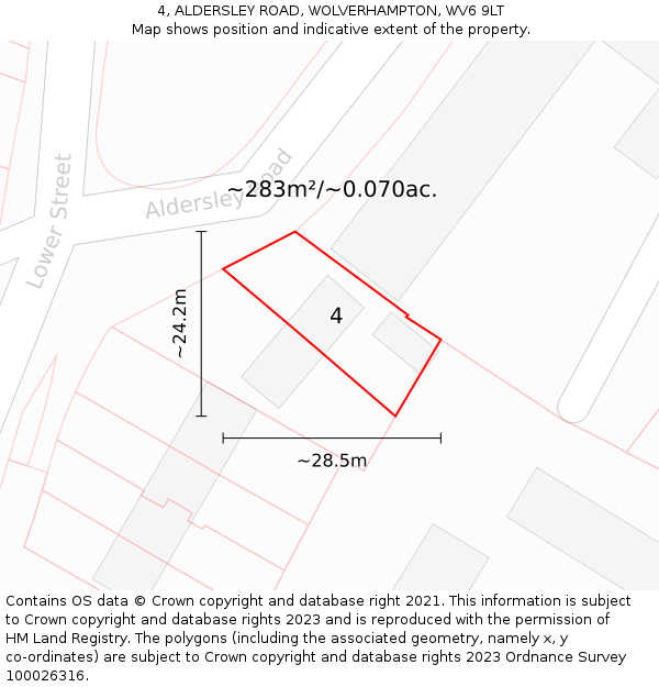 4, ALDERSLEY ROAD, WOLVERHAMPTON, WV6 9LT: Plot and title map