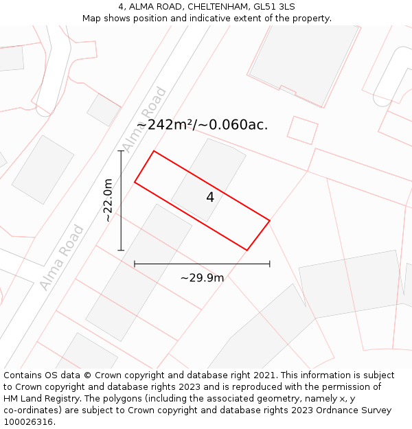 4, ALMA ROAD, CHELTENHAM, GL51 3LS: Plot and title map