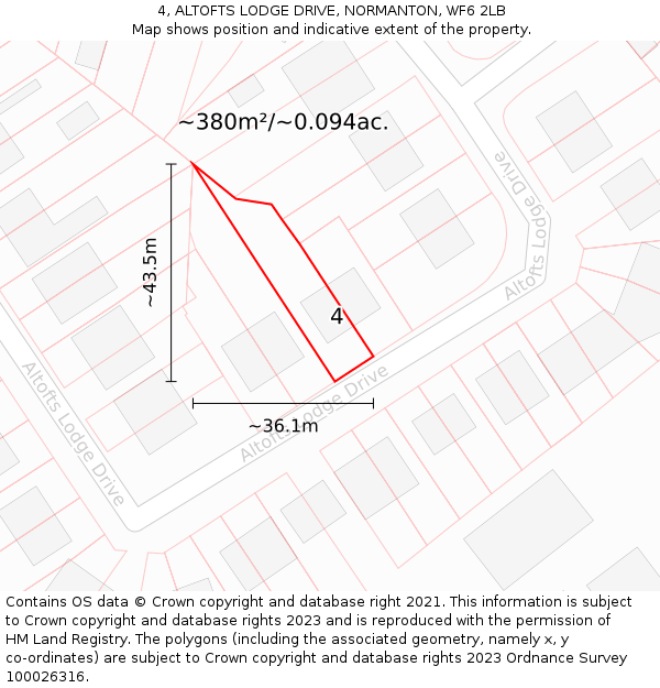 4, ALTOFTS LODGE DRIVE, NORMANTON, WF6 2LB: Plot and title map