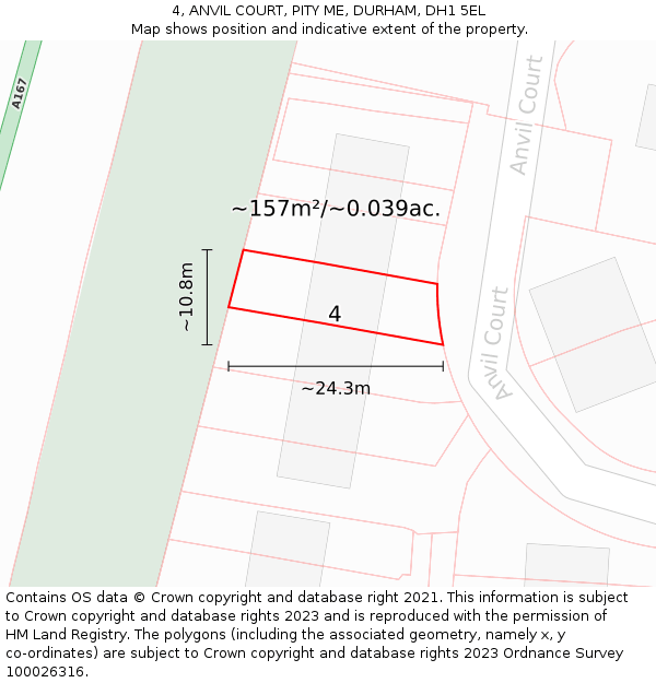 4, ANVIL COURT, PITY ME, DURHAM, DH1 5EL: Plot and title map