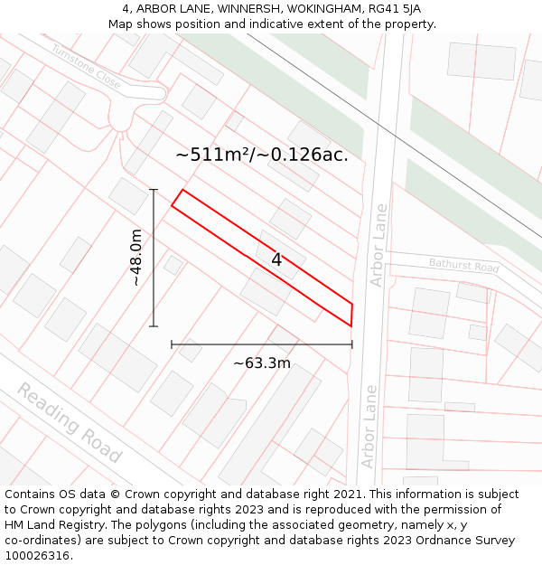 4, ARBOR LANE, WINNERSH, WOKINGHAM, RG41 5JA: Plot and title map