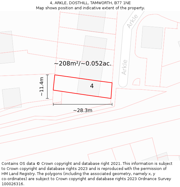 4, ARKLE, DOSTHILL, TAMWORTH, B77 1NE: Plot and title map