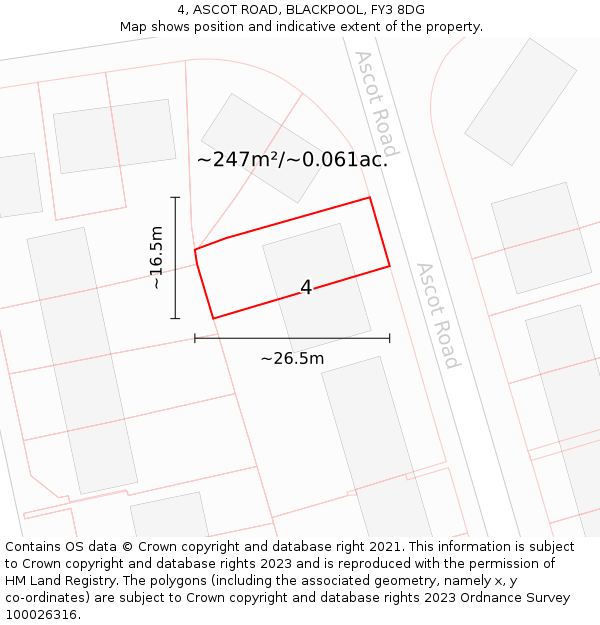 4, ASCOT ROAD, BLACKPOOL, FY3 8DG: Plot and title map