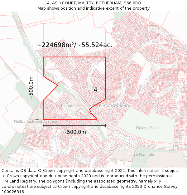 4, ASH COURT, MALTBY, ROTHERHAM, S66 8RQ: Plot and title map