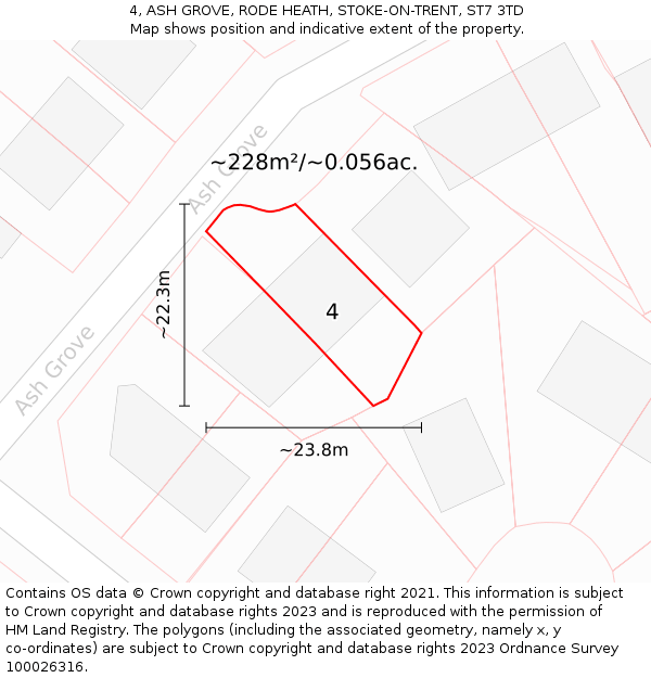 4, ASH GROVE, RODE HEATH, STOKE-ON-TRENT, ST7 3TD: Plot and title map