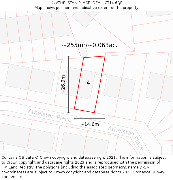 4, ATHELSTAN PLACE, DEAL, CT14 6QE: Plot and title map