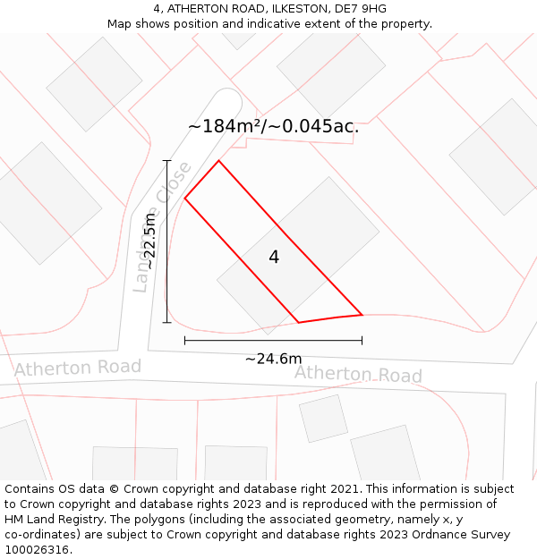 4, ATHERTON ROAD, ILKESTON, DE7 9HG: Plot and title map