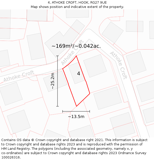 4, ATHOKE CROFT, HOOK, RG27 9UE: Plot and title map