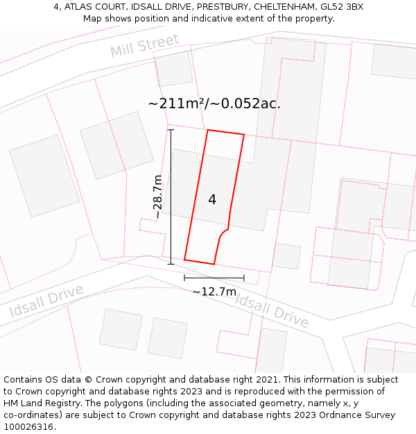 4, ATLAS COURT, IDSALL DRIVE, PRESTBURY, CHELTENHAM, GL52 3BX: Plot and title map