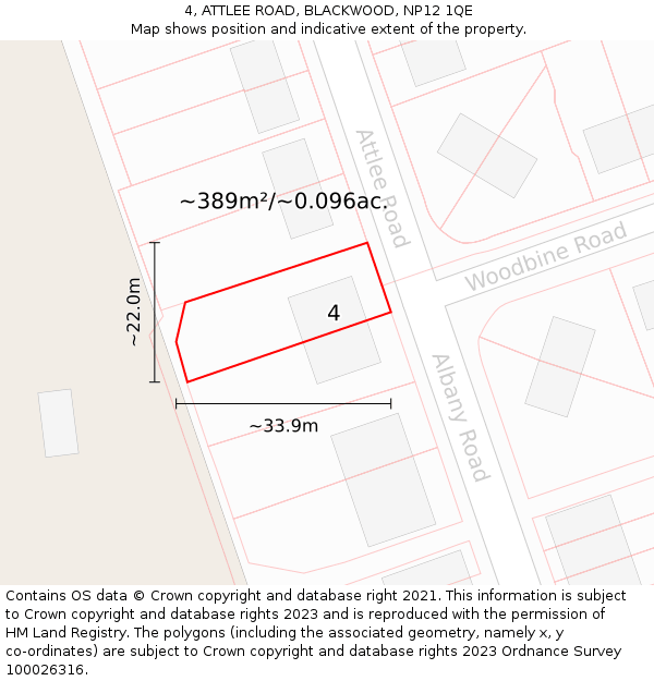 4, ATTLEE ROAD, BLACKWOOD, NP12 1QE: Plot and title map