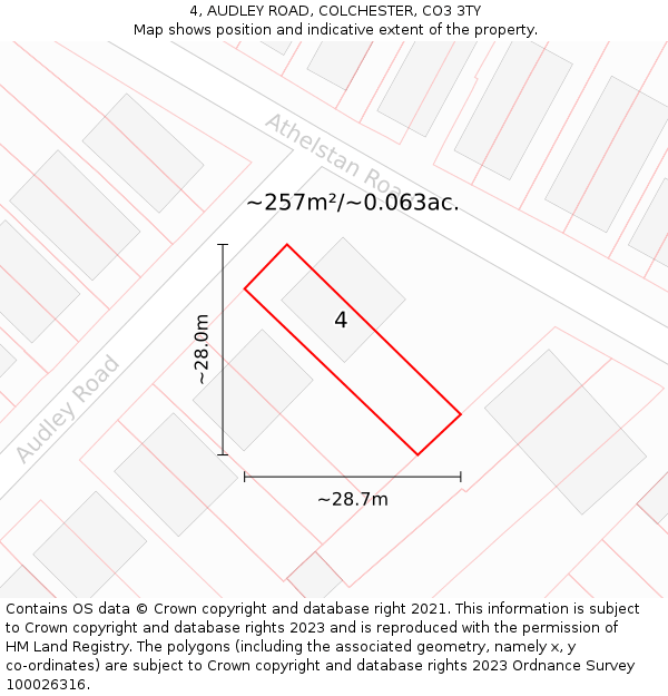 4, AUDLEY ROAD, COLCHESTER, CO3 3TY: Plot and title map