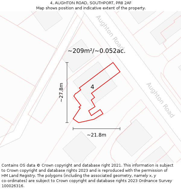 4, AUGHTON ROAD, SOUTHPORT, PR8 2AF: Plot and title map