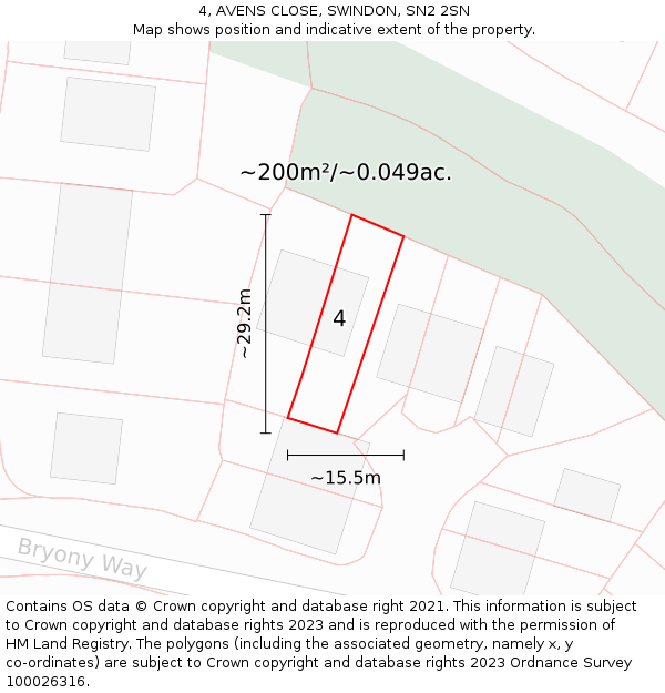 4, AVENS CLOSE, SWINDON, SN2 2SN: Plot and title map