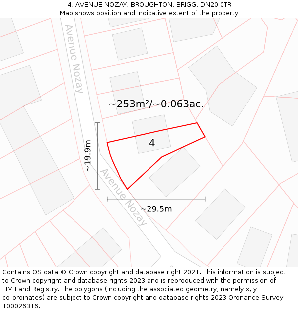 4, AVENUE NOZAY, BROUGHTON, BRIGG, DN20 0TR: Plot and title map