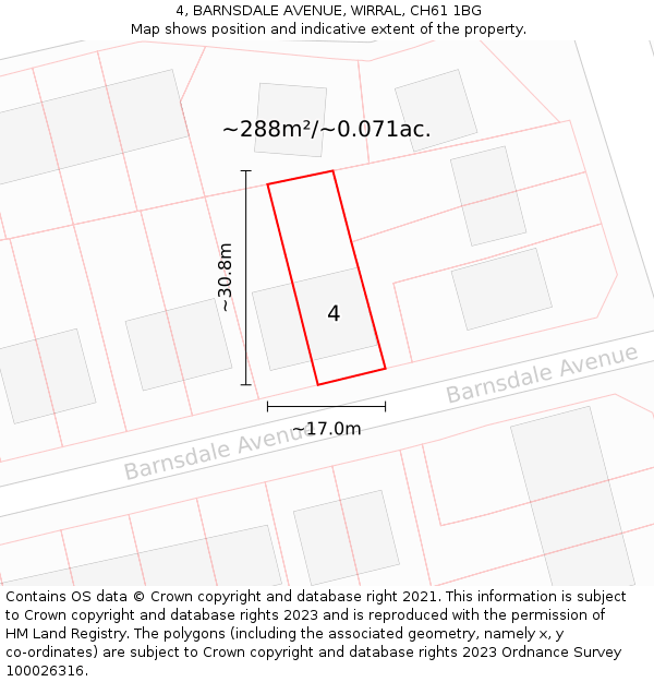 4, BARNSDALE AVENUE, WIRRAL, CH61 1BG: Plot and title map