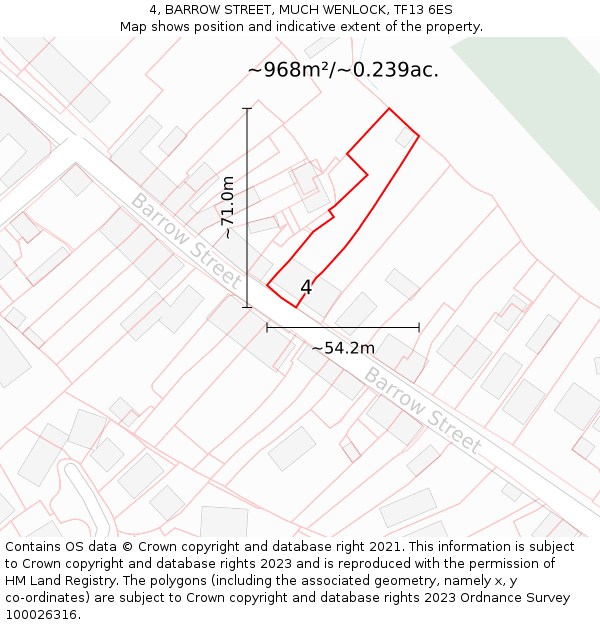 4, BARROW STREET, MUCH WENLOCK, TF13 6ES: Plot and title map