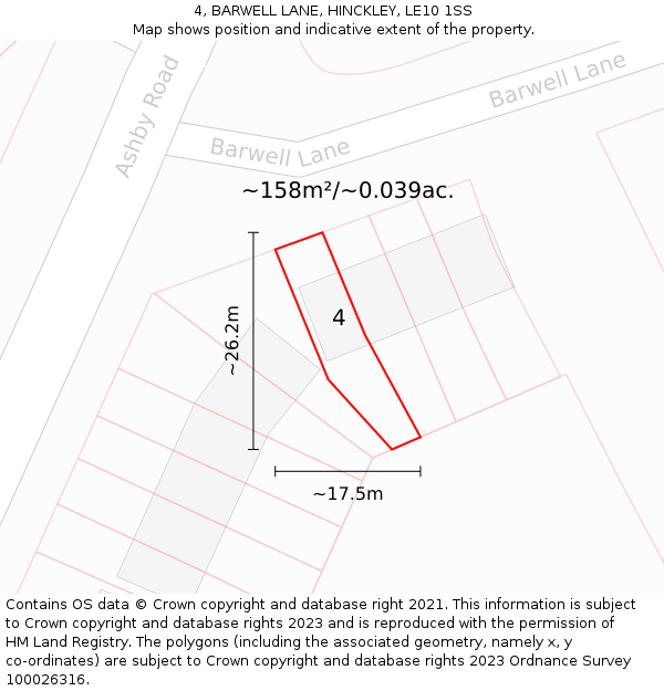 4, BARWELL LANE, HINCKLEY, LE10 1SS: Plot and title map