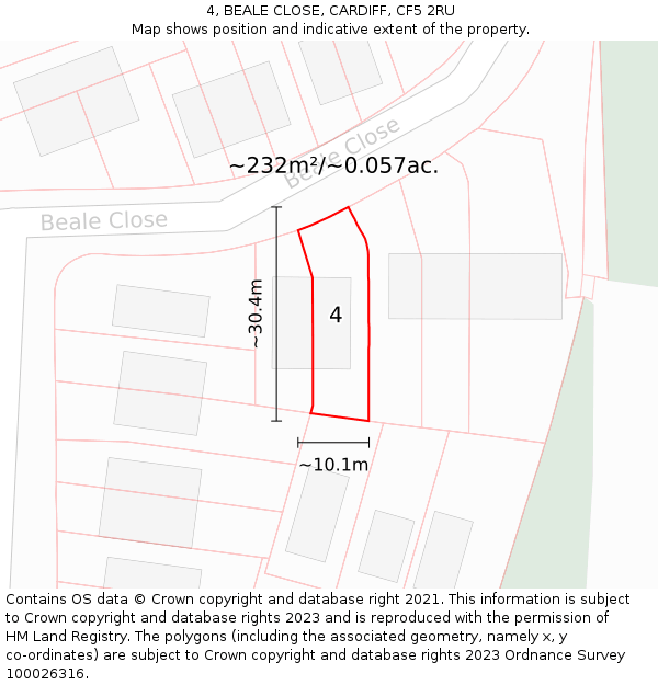 4, BEALE CLOSE, CARDIFF, CF5 2RU: Plot and title map