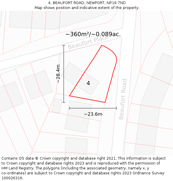 4, BEAUFORT ROAD, NEWPORT, NP19 7ND: Plot and title map