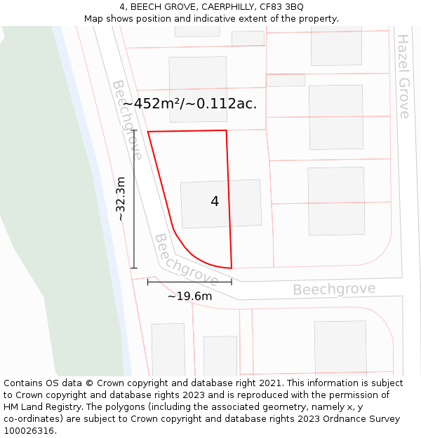 4, BEECH GROVE, CAERPHILLY, CF83 3BQ: Plot and title map