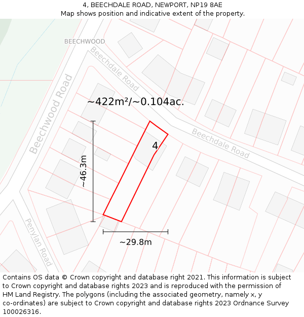 4, BEECHDALE ROAD, NEWPORT, NP19 8AE: Plot and title map